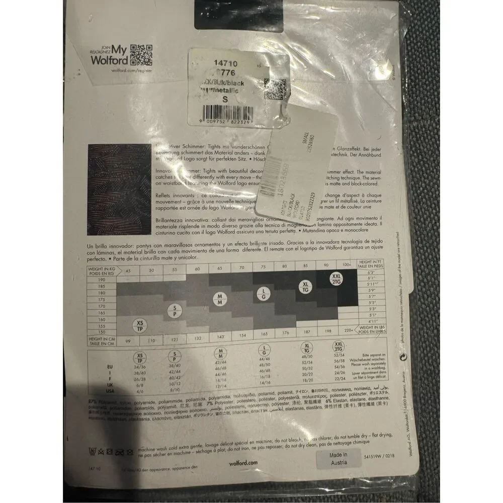 Wolford Ada Tights NWT black / black metallic size small